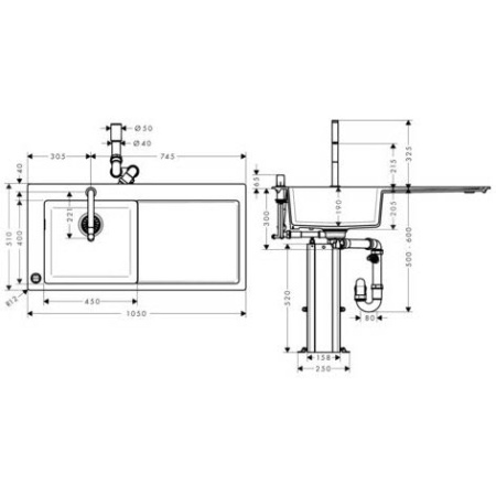 Кухонная мойка Combi AXOR 43230000