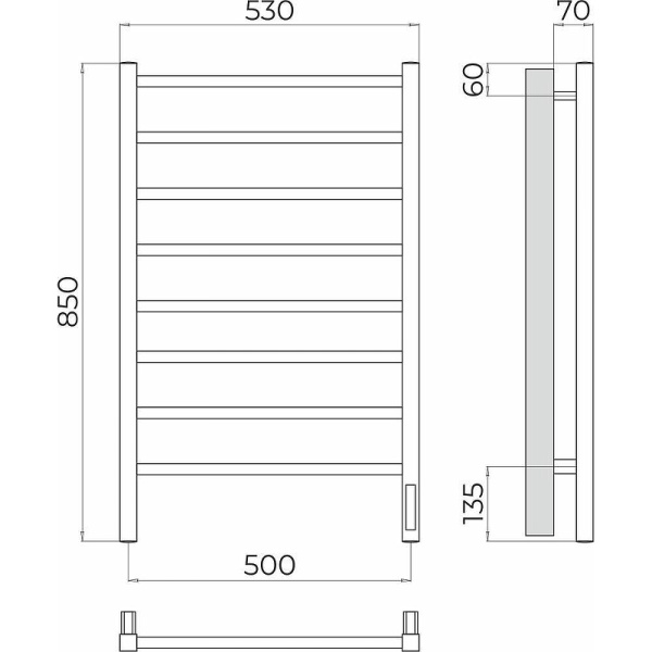 Полотенцесушитель электрический (50х85) П8 Terminus Ватикан 4670078560445 сатин матовый