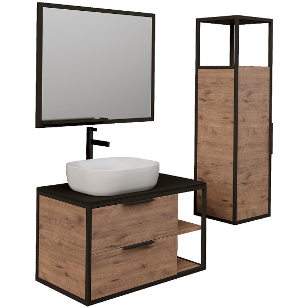 Пенал подвесной Grossman ЛОФТ 304001 веллингтон/металл черный