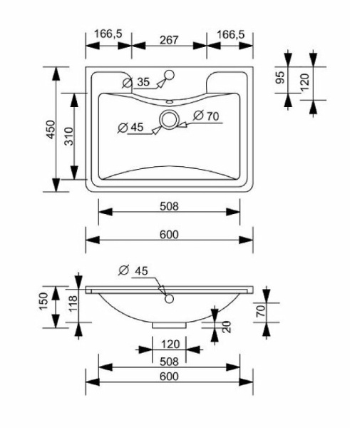 Раковина 60 Style Line Атлантика СС-00002203