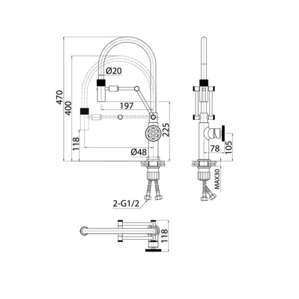 Смеситель для кухни IDDIS с гибким изливом Grange (GRABNFLi05)