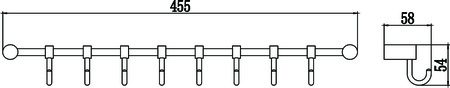 Планка с крючками 8 крючков Savol S-006208