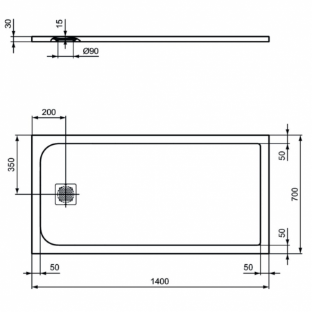 Душевой поддон (140х70) Ideal Standard ULTRAFLAT S K8234FS