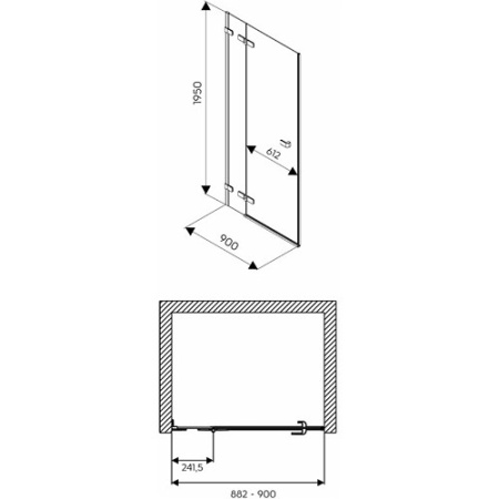Двери распашные Kolo Next Reflex (левые) HDRF90222003L