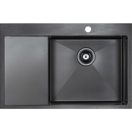 Кухонная мойка Paulmark Elde PM807851-GMR вороненая сталь правая
