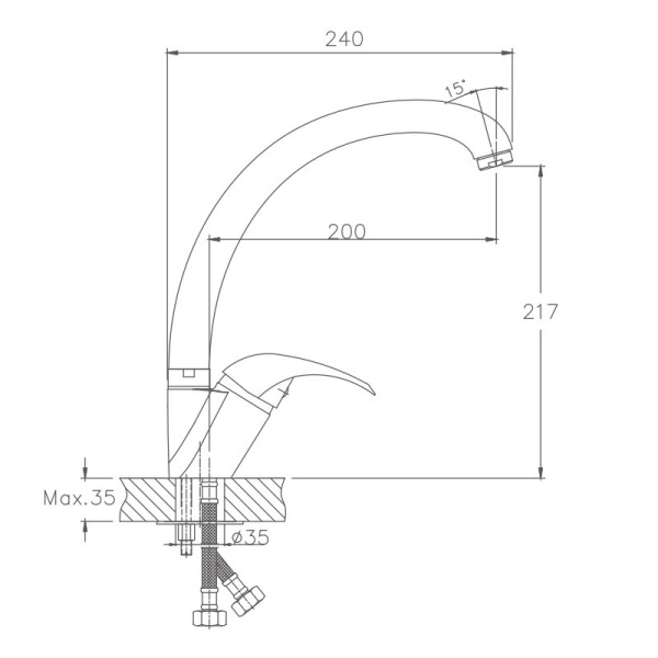 Смеситель для кухни Haiba HB4115 Смеситель для кухни Haiba HB4115