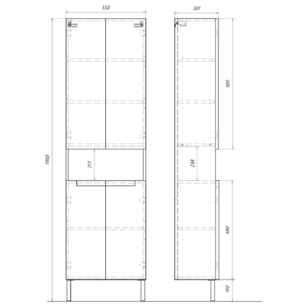 Пенал напольный Aqwella Vancouver VAN0555N белый матовый