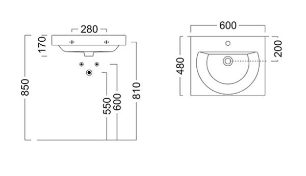 Раковина подвесная (60х48) Kerama Marazzi Buongiorno BG.wb.60