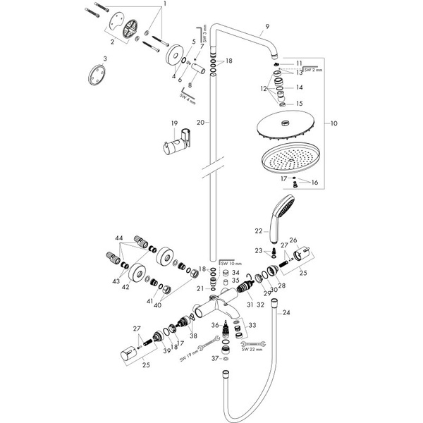 Душевая система Hansgrohe Croma 220 Showerpipe 27223000 хром