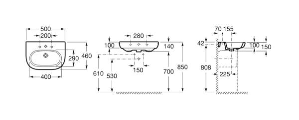 Раковина подвесная (50x46) Roca Meridian  327244000
