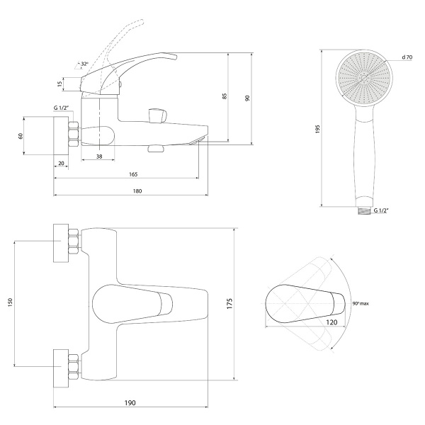 Смеситель для ванны Славен Город К СЛ-ОД-К30