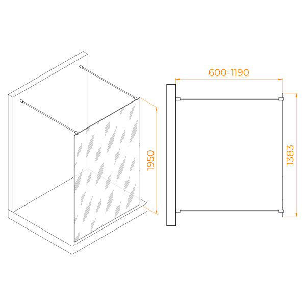 Душевая перегородка 140 см RGW WA-016W Walk In 35101614-15 прозрачное