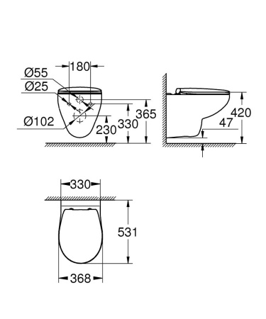 Унитаз подвесной ободковый Grohe Bau Ceramic (сиденье без микролифта) 39497 000 (39497000)