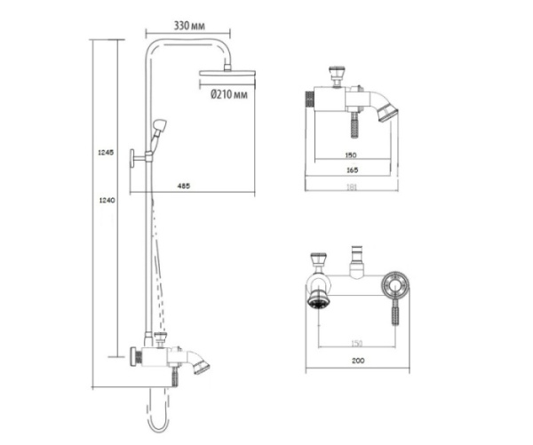 Душевая система с изливом Bronze de Luxe Windsor 10124F Душевая система с изливом Bronze de Luxe Windsor 10124F