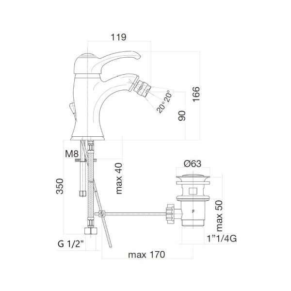 Смеситель для биде Webert Aurora AU840102015, хром