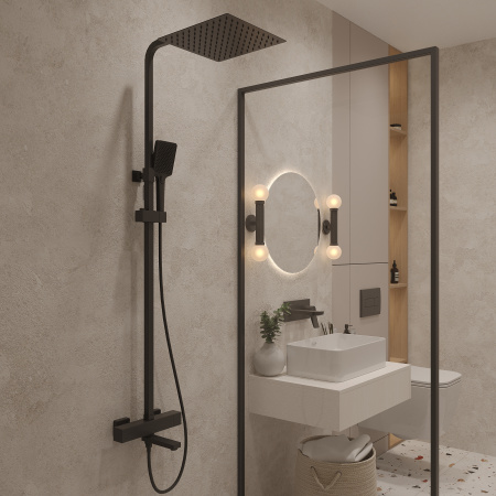 Душевая система с термостатом Oliveeka D OL-739901-MB, черный матовый