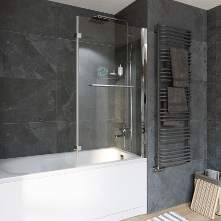 Душевая шторка на ванну (80х140) Grossman GR-108 хром, распашная