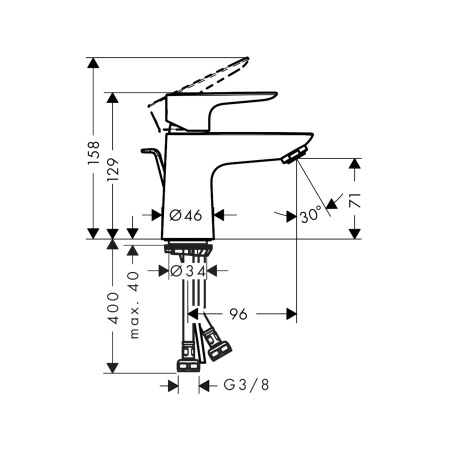 Смеситель для раковины с донным клапаном Hansgrohe Talis E 71700000 хром