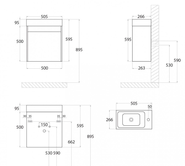 База под раковину Art&Max Family-M-500-1D-SO-HC