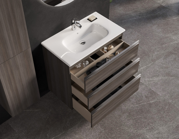 Тумба под раковину Roca Gap 80 городской дуб, 3 ящика, A857406402