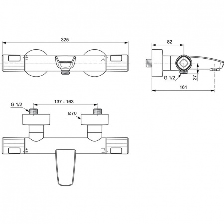Комплект смесителей 3 в 1 Ideal Standard Ceratherm T100 BC985AA