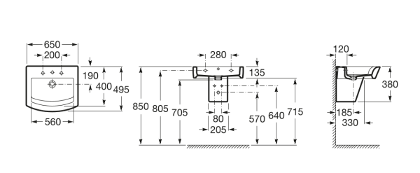 Раковина подвесная (65x50) Roca Hall  327621000