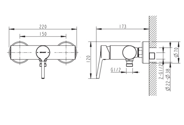Смеситель для душа Bravat Palace F9172217CP-01-RUS Смеситель для душа Bravat Palace F9172217CP-01-RUS