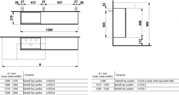 Шкафчик-тумба Laufen Kartell 4.0829.2.033.640.1