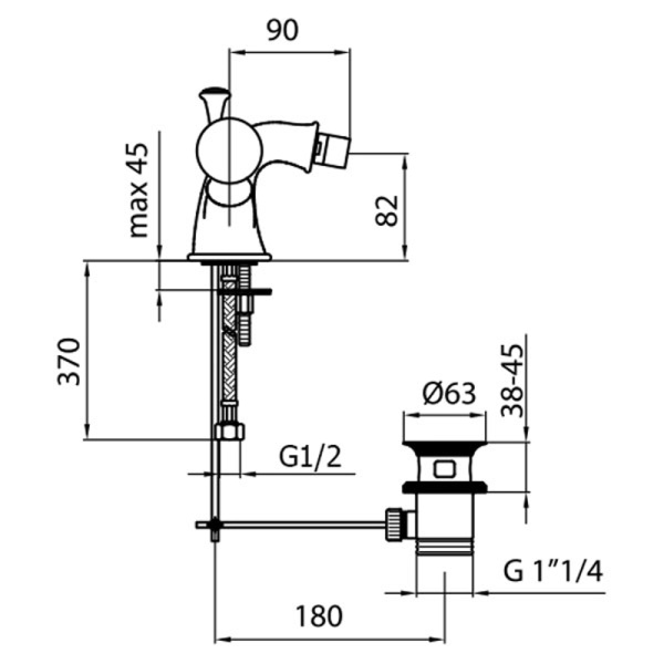 Смеситель для биде Webert Karenina KA710102065, бронза Смеситель для биде Webert Karenina KA710102065, бронза