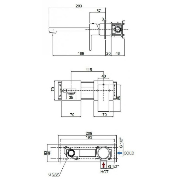 Смеситель для раковины Cezares Unika UNIKA-BLI2-03/24
