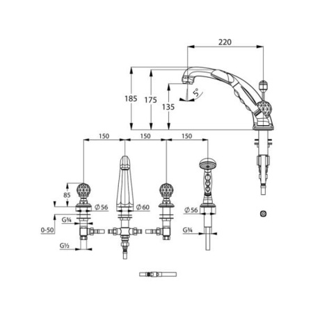 Смеситель для ванны Kludi Adlon/1926 5152405G5