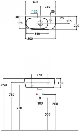 Раковина Globo Genesis GE046.BI*1