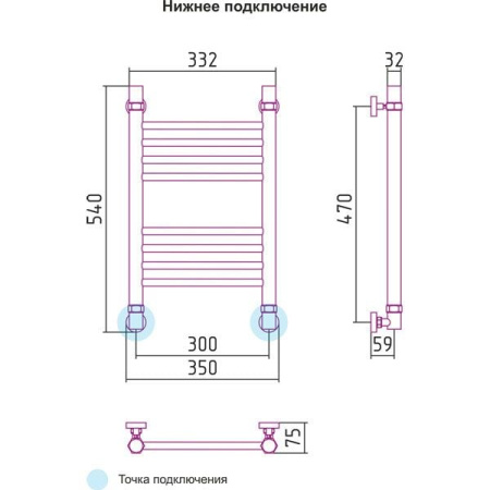 Полотенцесушитель водяной 500х300 Сунержа Богема 00-0102-5030