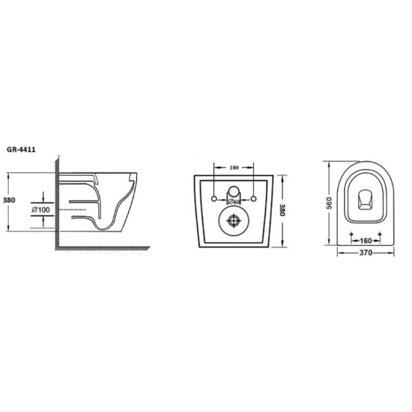 Унитаз подвесной безободковый Grossman  GR-4411SQ с сиденьем микролифт