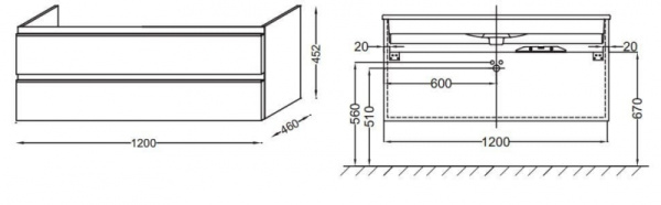 Тумба для раковины Jacob Delafon  EB2021-RA-N18