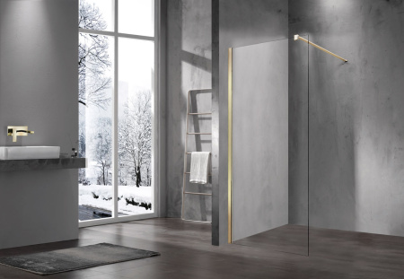 Душевая перегородка Vincea Walk-In VSW-1H120CLG  (120х200) матовый золотой, стекло прозрачное