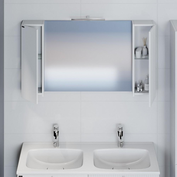 Зеркальный шкаф (120х65) Санта Вега 700452 белый глянец