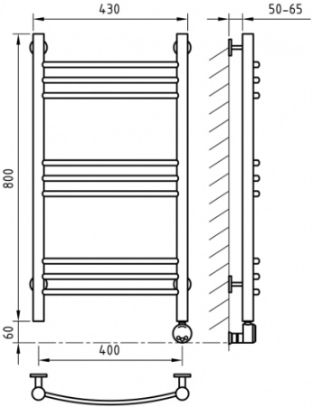 Электрический полотенцесушитель с функцией быстрой сушки ArtofSpace ARTICO EAAO400800RAL0000RP