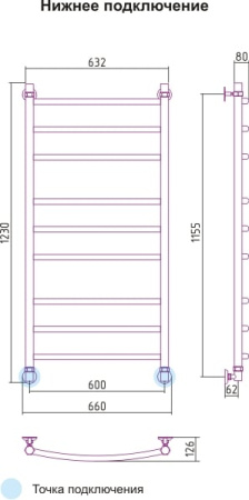 Полотенцесушитель водяной Сунержа Галант 00-0100-1260