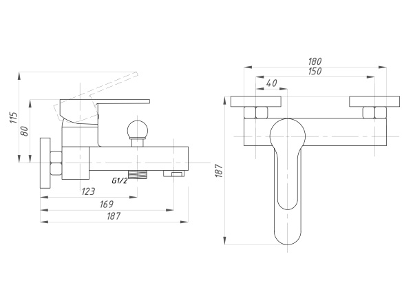 Смеситель для ванны с душем  ПСМ-Профсан Серия-700  PSM-700-1