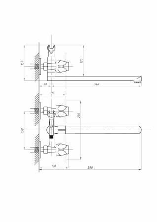 Смеситель для ванны ПСМ-Профсан  ЕВРО PSM-159-48