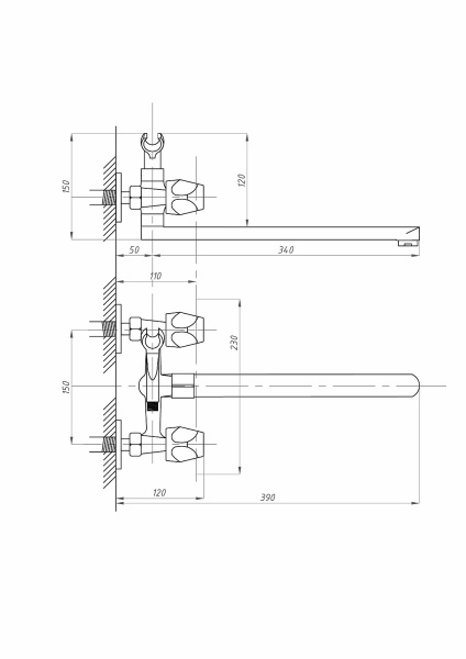 Смеситель для ванны ПСМ-Профсан  ЕВРО PSM-159-48