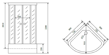 Душевая кабина (80х80) Timo Standart Silver Fabric T-6680SF