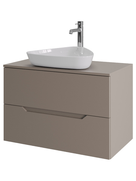 Тумба с раковиной подвесная 80 см, Orange Line Li-80TuLMDF+B07-500W латте/белый