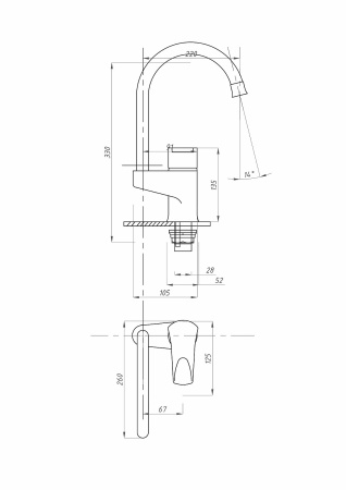 Смеситель для кухни  ПСМ-Профсан МОДЕРН PSM-384-023
