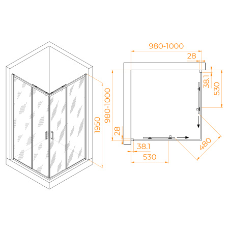Душевой уголок (100х100) RGW Passage PA-39B 03083900-14 прозрачное