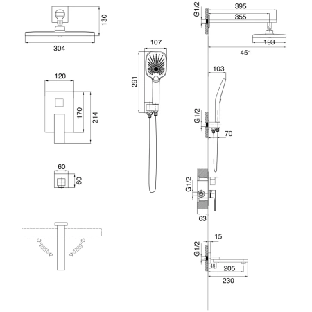 Душевая система скрытого монтажа Grossman Style 501.K35.05.420 графит сатиновый