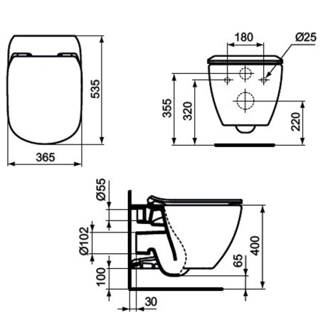Комплект инсталляция + унитаз Ideal Standard Tesi RT007902