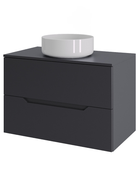 Тумба с раковиной подвесная 70 см, Orange Line Li-70TugMDF+B09-360W графит/белый