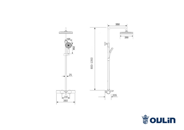 Душевая система с изливом Oulin OL-HT-2318